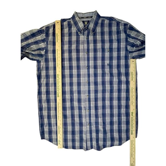 Wrangler Twenty X Shirt Mens 2XT Tall Used Blue Plaid Button Down - Picture 10 of 12